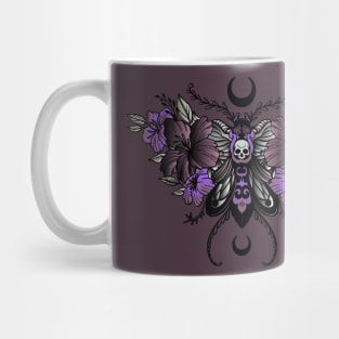 Goth Moth Flowers Skull Hibiscus Floral Mug